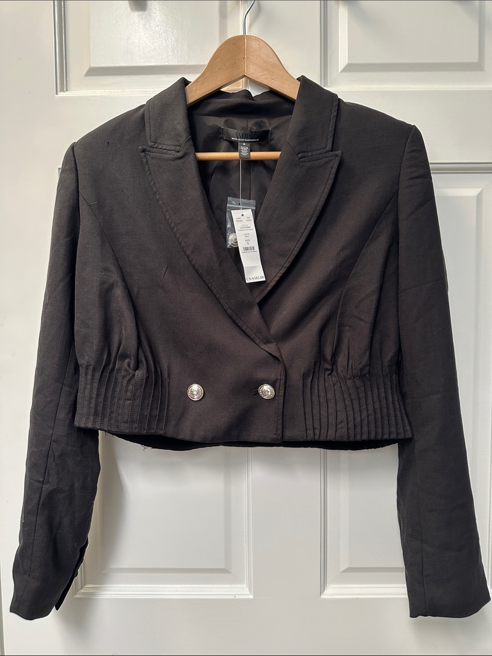 White House Black Market Black Cropped Double-Breasted Blazer